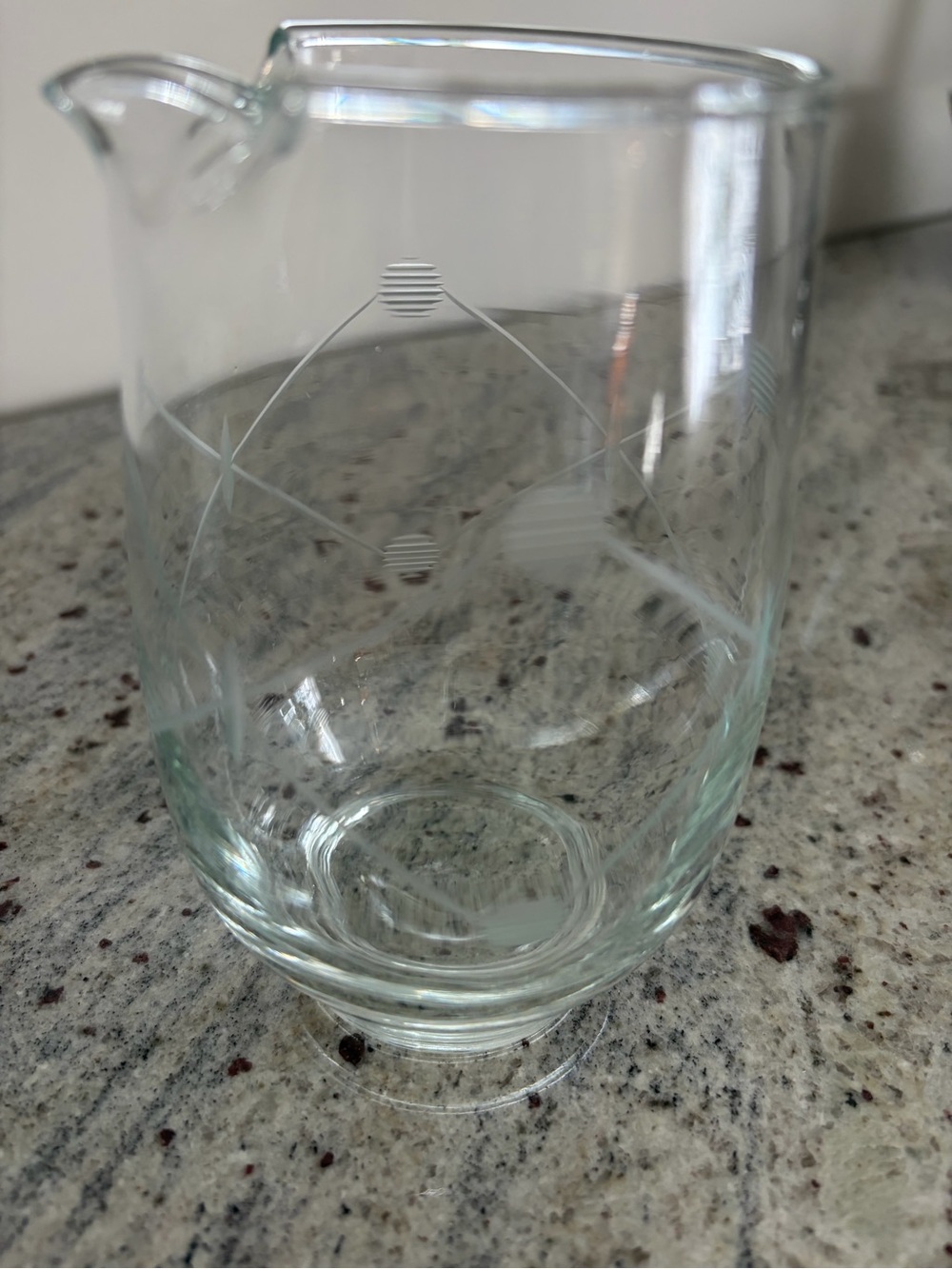 Libbey Clear Glass Pitcher with Etched Geometric Pattern